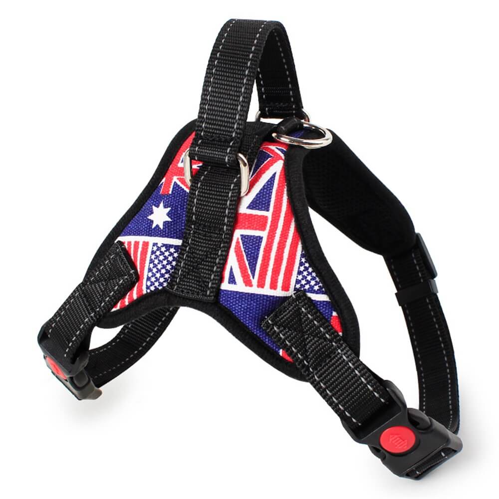 Union Jack Dog Harness with Traction Rope – Stylish and Functional Walking Gea