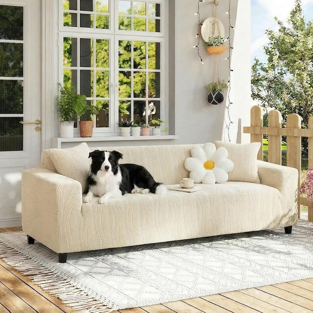Jacquard Stretch Full-Cover Anti-scratch Outdoor Couch Cover