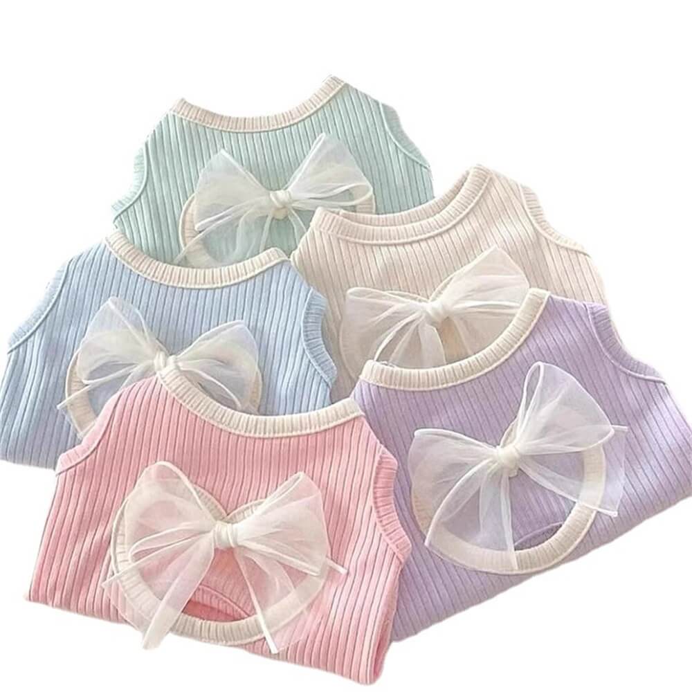 Pastel Bow-Knot Dog Tank Tops