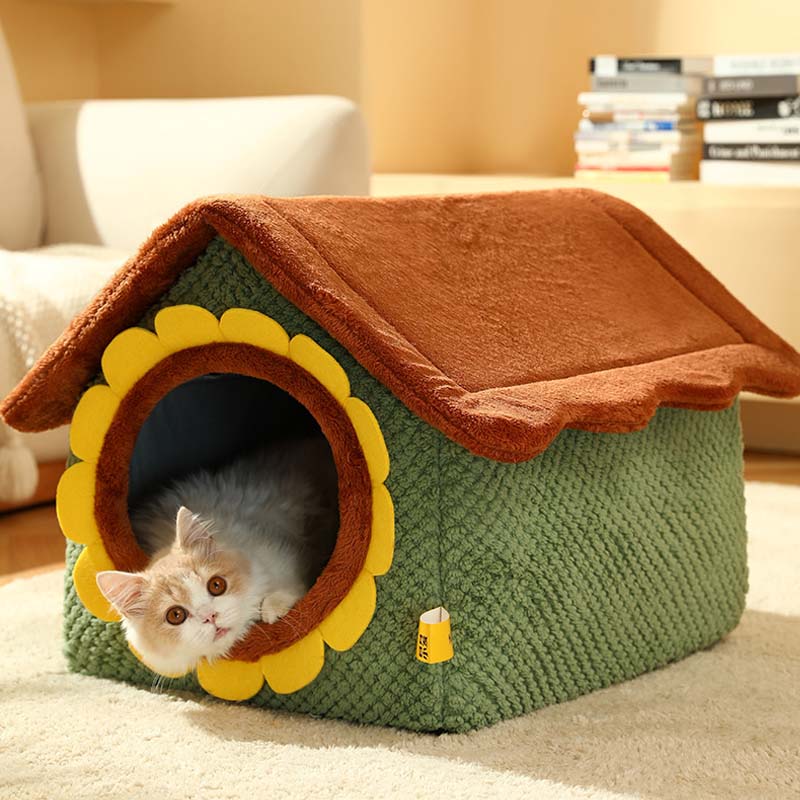 Adorable Sunflower Farm Plush Cat House