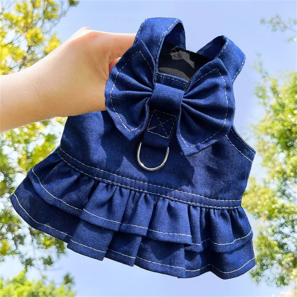 Denim Dog Dress and Vest Set - Adorable and Fashionable for Small Breeds