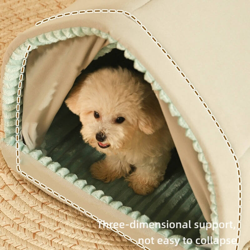 Geschlossenes Hundebett mit doppeltem Vorhang für Haustiere