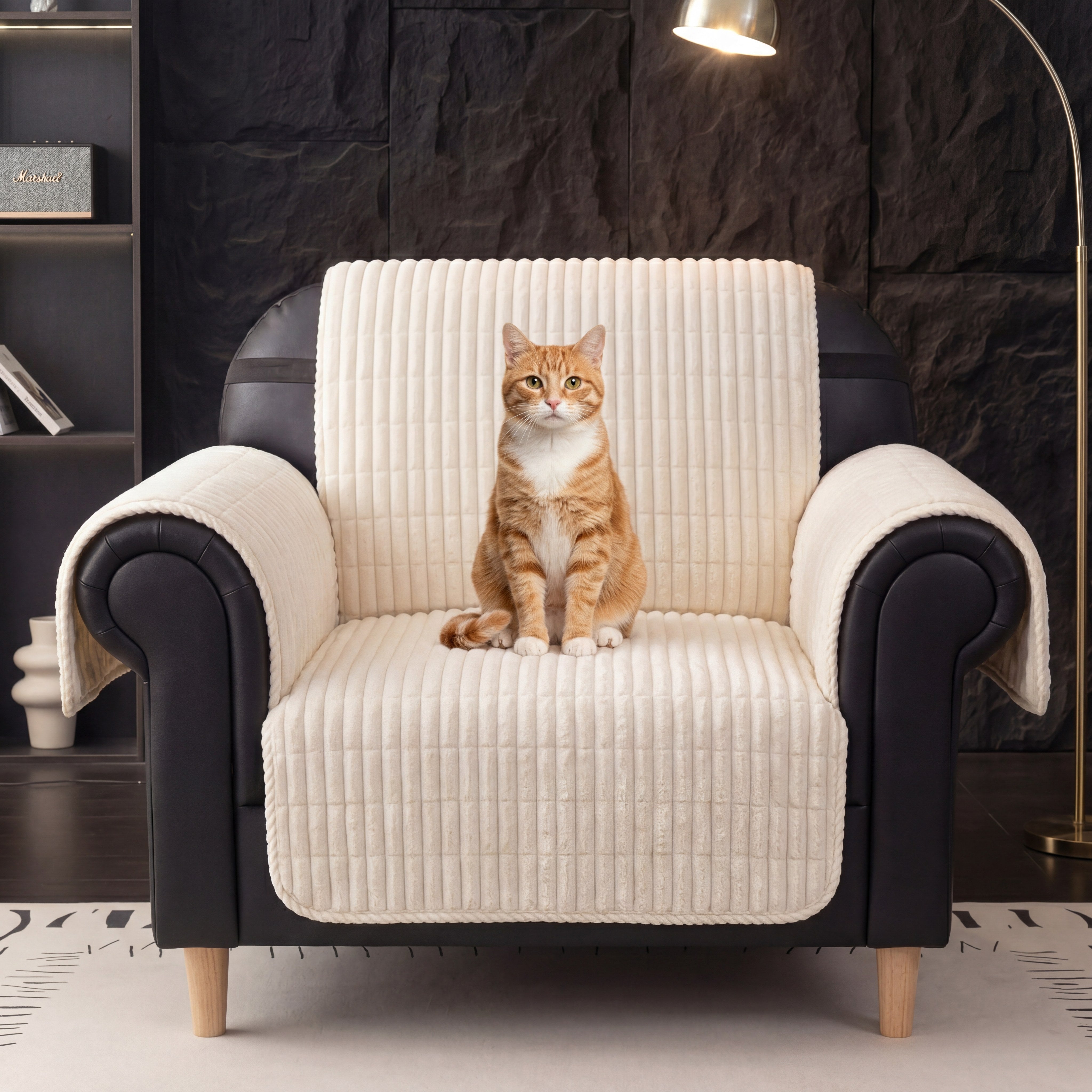 One-Piece Cozy Flannel Sofa Protection Non-Slip Recliner Chair Covers