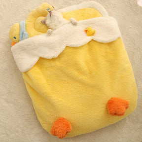 Entzückende gelbe Enten-Haustierschlafsack-Katzenmatte