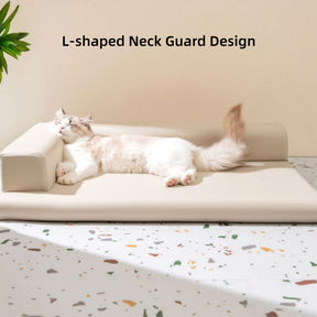 Hunde- und Katzen-Schlafsofa aus Leder mit Nackenschutz, modernes Hundebett