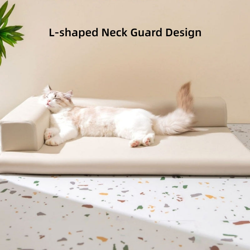 Hunde- und Katzen-Schlafsofa aus Leder mit Nackenschutz, modernes Hundebett