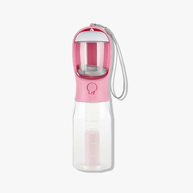 3 in 1 Multifunctional Portable Dog Walking Water Bottle, Pink