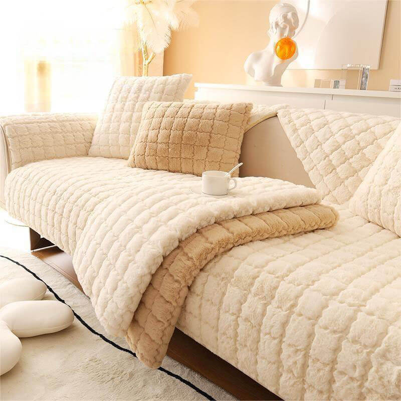 Biscuit Plush Soft Non-Slip Couch Cover