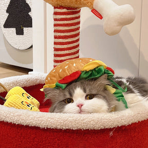 Burger-Kopfbedeckung, Haustiermütze, lustige Kopfbedeckung für Hund und Katze