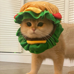 Burger Head Cover Pet Hat Couverture de tête drôle pour chien et chat