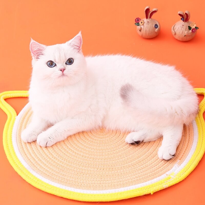 Cat Ears Shape Woven Cotton Rope Mat Cat Scratching Mat