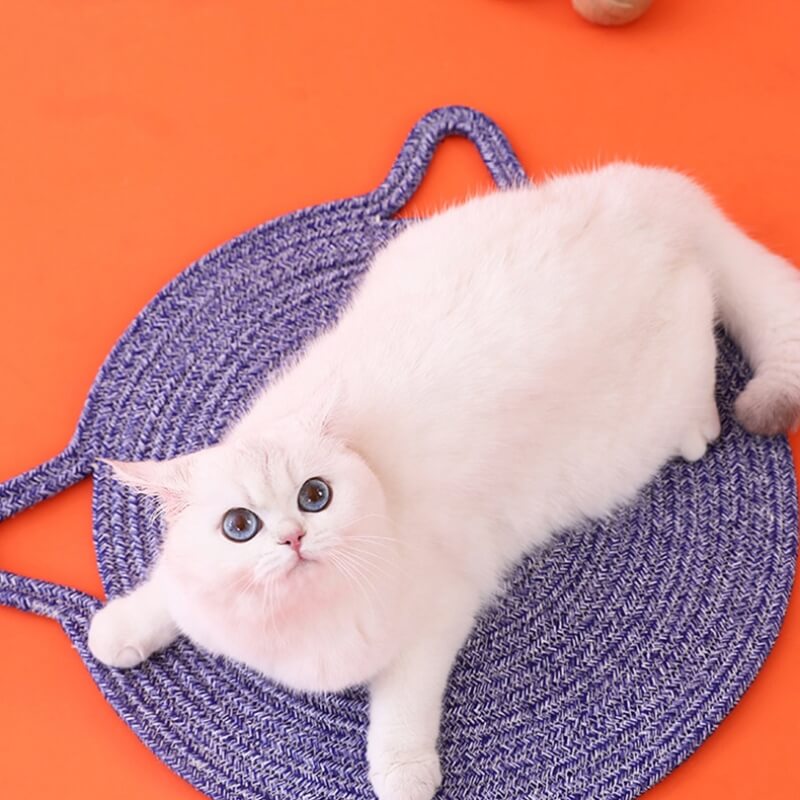 Tapete de corda de algodão tecido em forma de orelhas de gato Tapete para arranhar para gatos