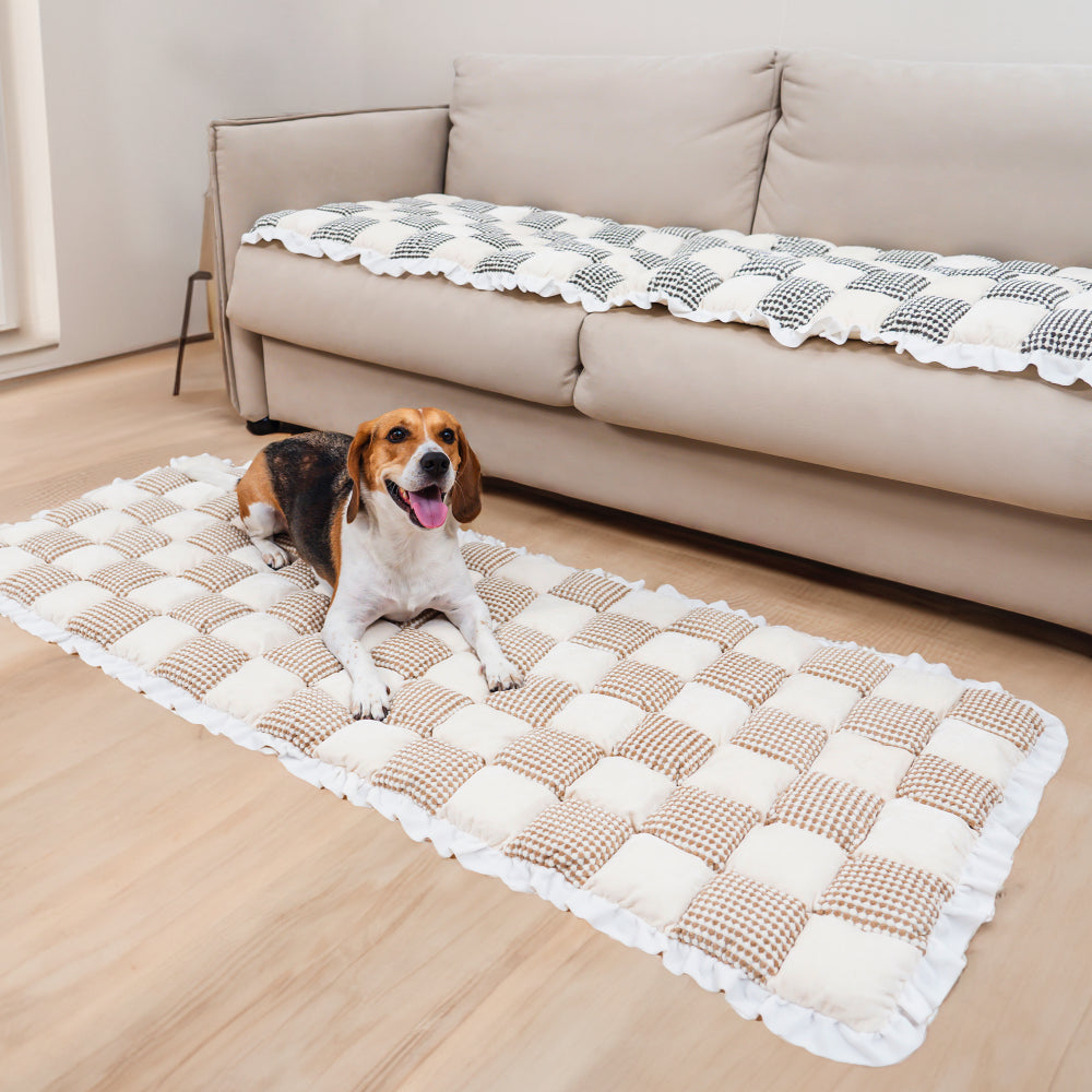 Checkered Matching Large Non slip Pet Mat Couch Cover