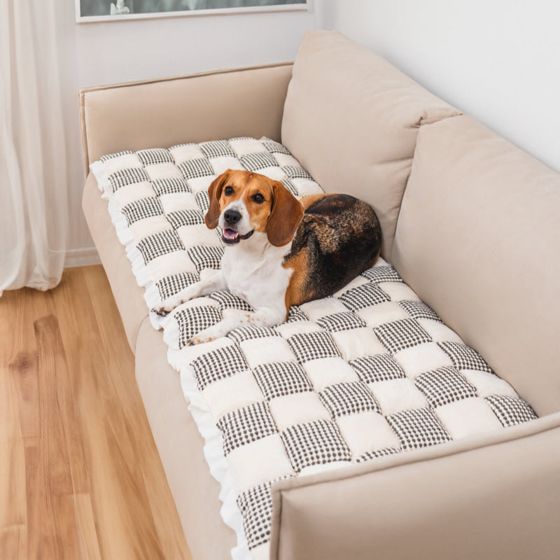 Checkered NonSlip Pet Mat Couch Cover Stylish & Protective FunnyFuzzy