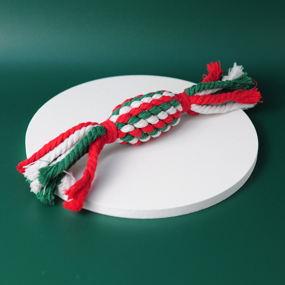 Brinquedo de corda de algodão de Natal resistente à mastigação de luxo para cães conjunto de brinquedos de dentição