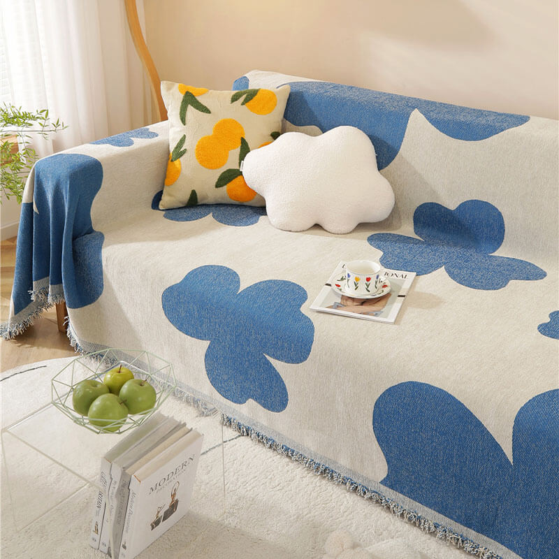 Decke mit Kleeblattmuster, Chenille, großer Couchbezug