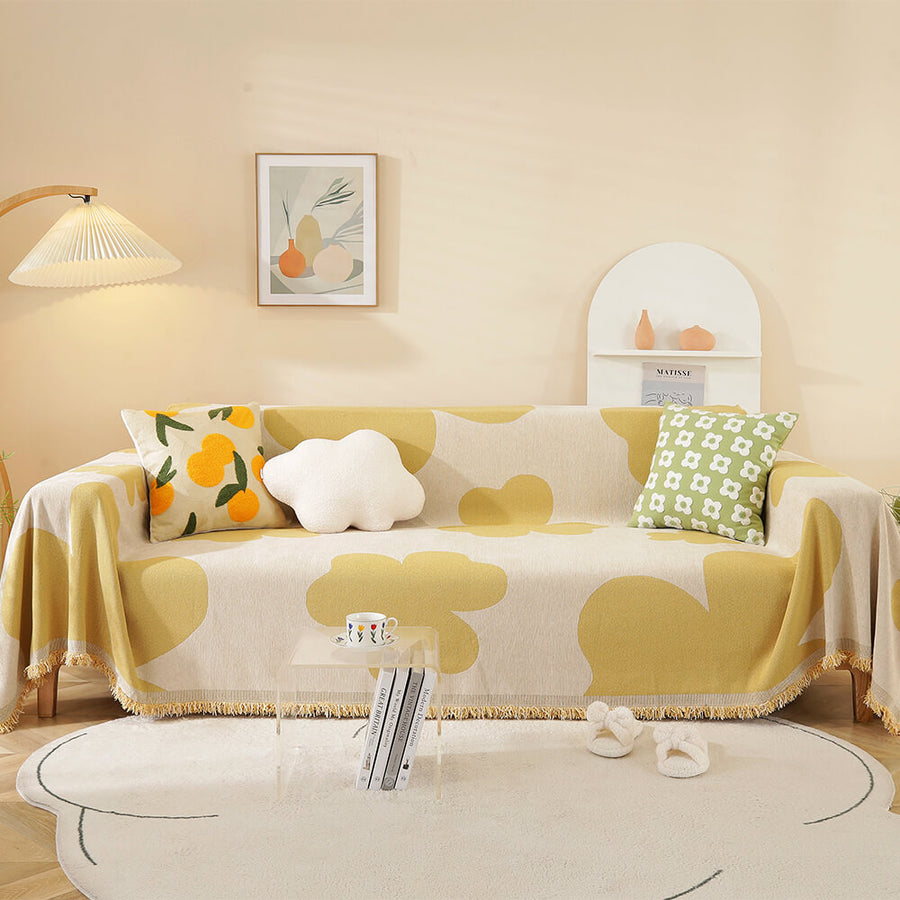 Clover Pattern Blanket Chenille Large Couch Cover FunnyFuzzy