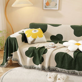 Clover Pattern Blanket Chenille Large Couch Cover