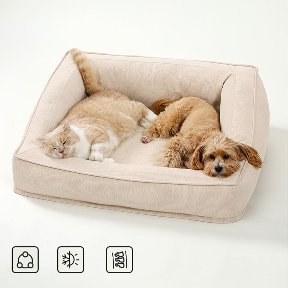 Sofá-cama ortopédico confortável para cães à prova d'água e à prova de manchas com travesseiro