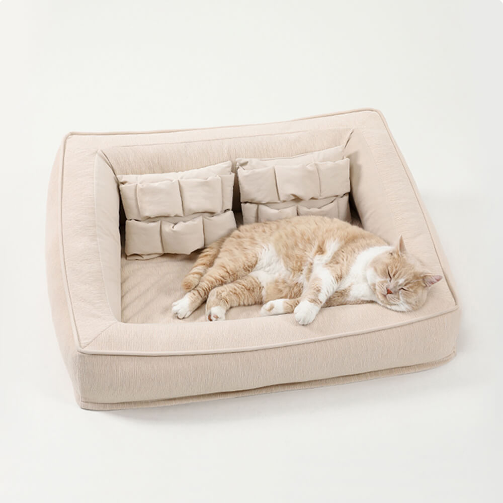 Canapé-lit orthopédique confortable pour chien, imperméable, antitache, avec oreiller