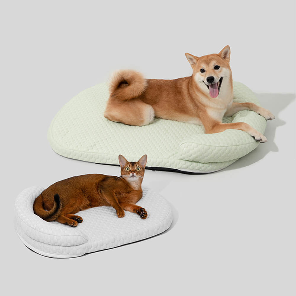 Cama de travesseiro para cachorro com suporte para pescoço respirável e refrescante