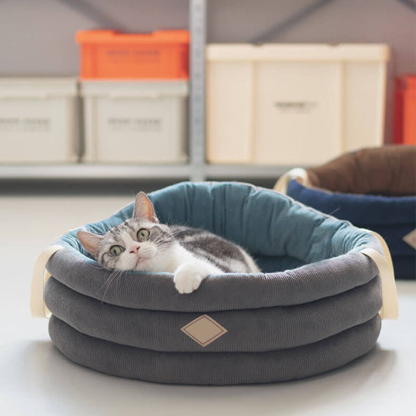 Corduroy Soft Pet Carrier Bag Cat Basket Bed