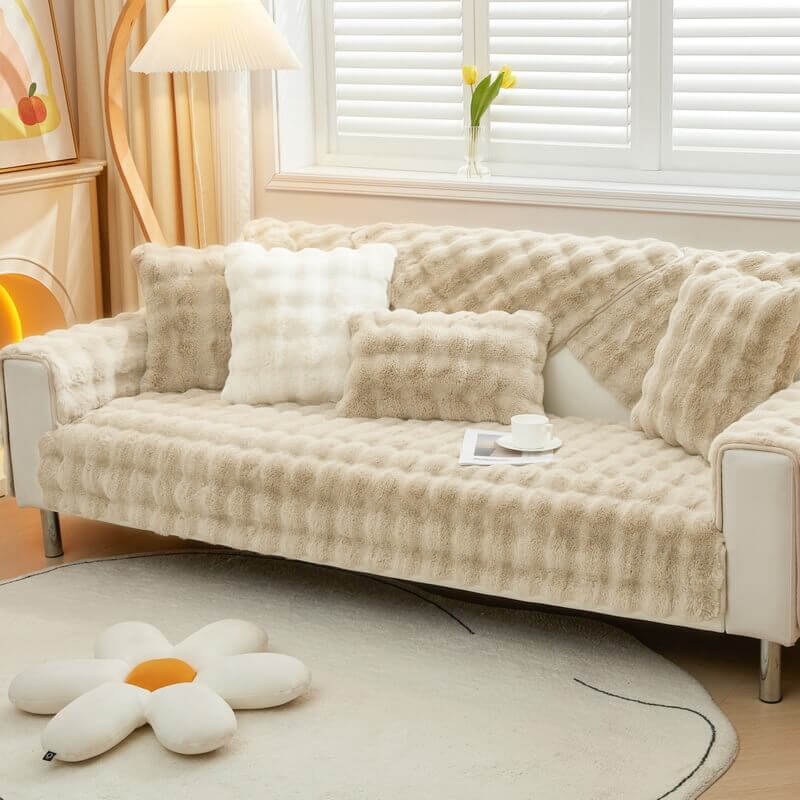 Kuscheliger Plüsch-Einfarbiger, rutschfester Couchbezug