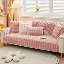 Cosy Plush Solid Colour Non-slip Couch Cover