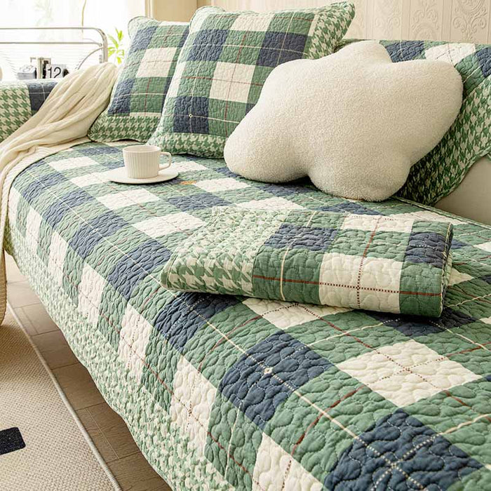 Cotton Plaid Antiscratch Couch Cover FunnyFuzzy
