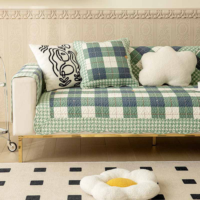 Cotton Plaid Antiscratch Couch Cover FunnyFuzzy