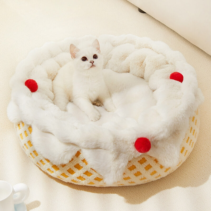 Cream Cake Pet Bed Plush Deep Sleeping Dog & Cat Bed