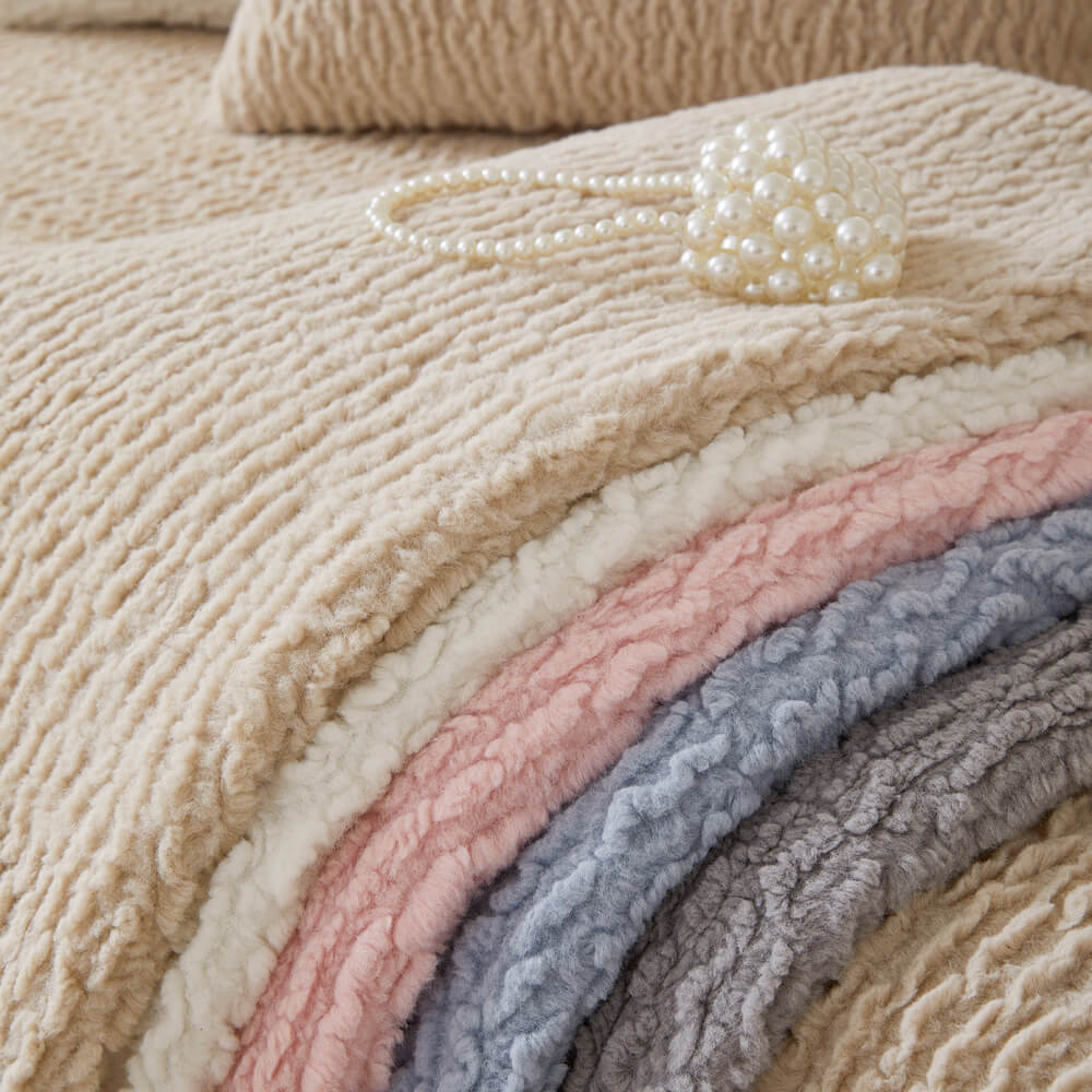 Capa de sofá anti-arranhões de lã berbere cor creme