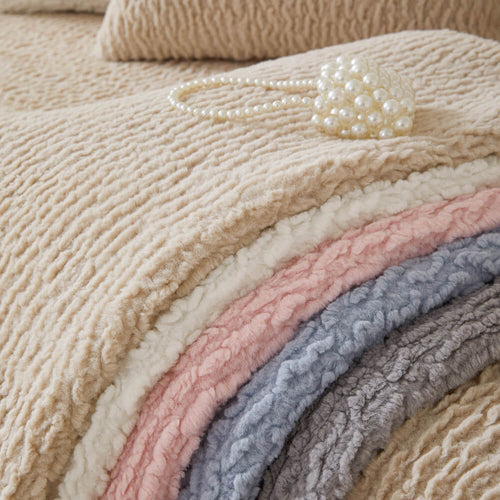 Cream Colour Berber Fleece Anti-Scratch Couch Cover | Soft & Stylish ...