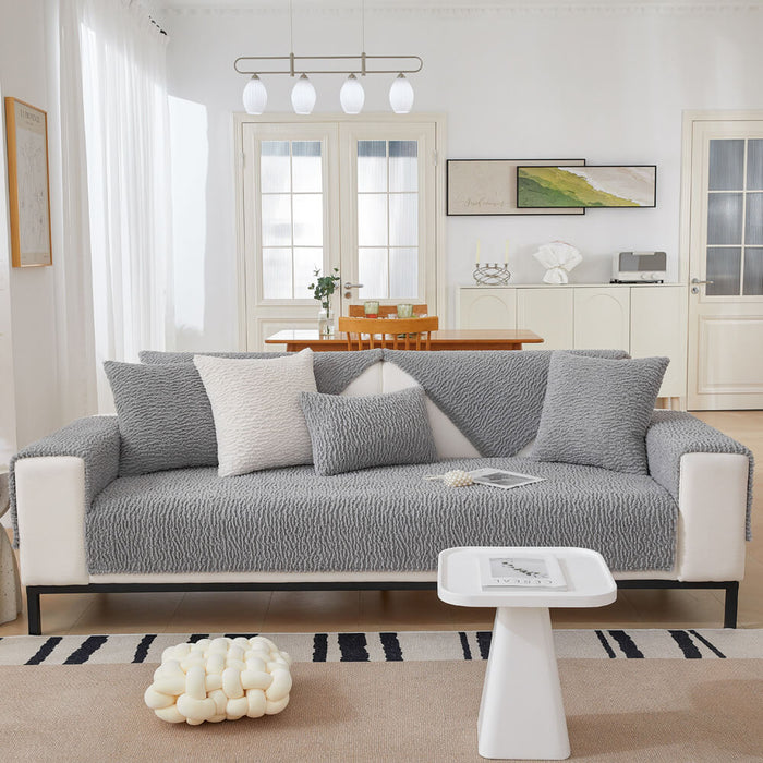 Cream Colour Berber Fleece AntiScratch Couch Cover FunnyFuzzy