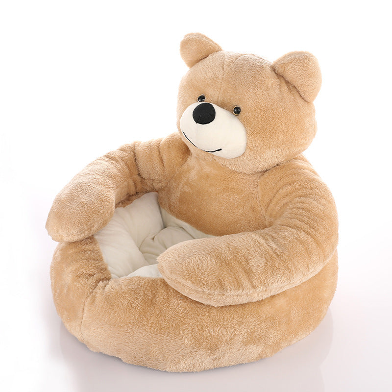 Linda cama removível para gato com abraço e urso