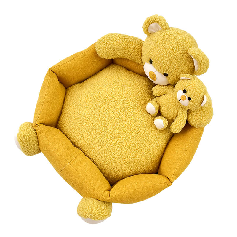 Niedliches Teddybär-Haustierbett mit Bärenspielzeug-Hunde- und Katzenbett