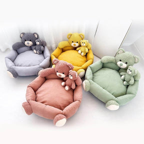 Cute Teddy Bear Pet Bed with Bear Toy Dog & Cat Bed
