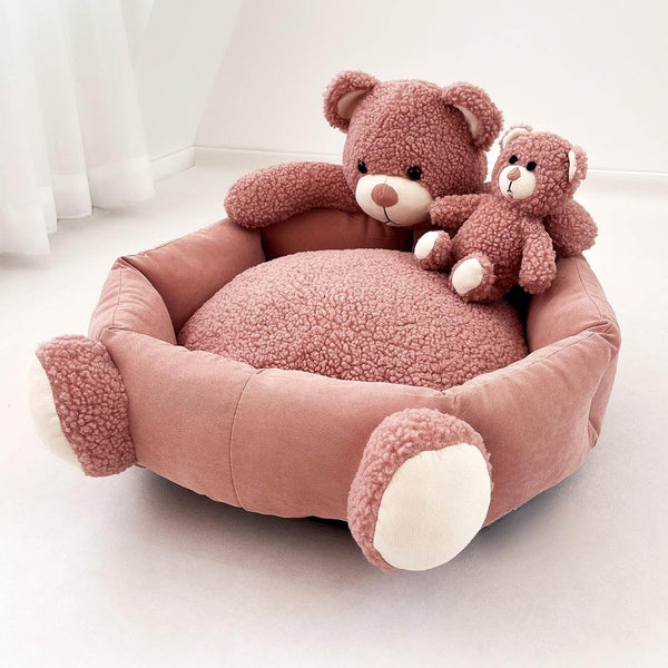 Cute Teddy Bear Pet Bed with Bear Toy Dog & Cat Bed