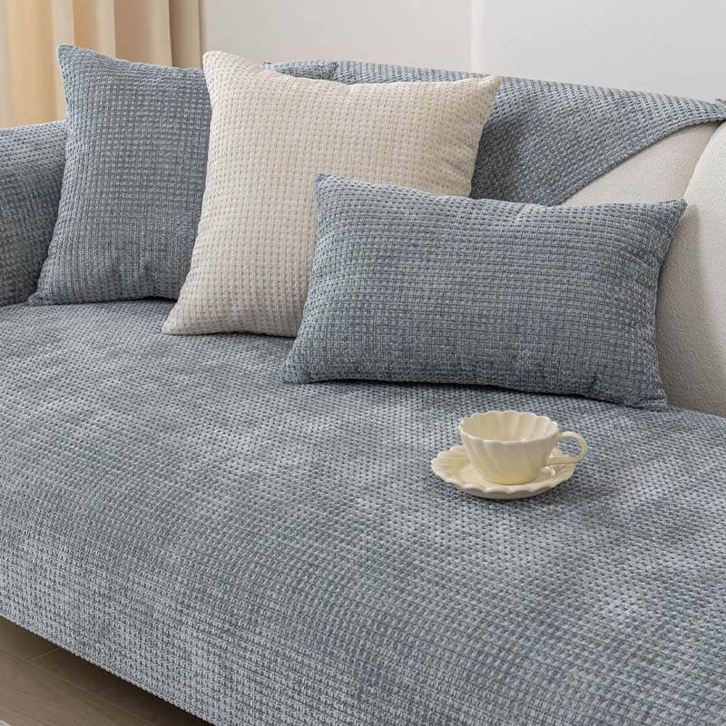 Delicate Waffle Chenille Fabric Furniture Protector Couch Cover