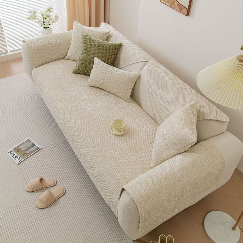 Capa de sofá protetora de móveis de tecido delicado waffle chenille