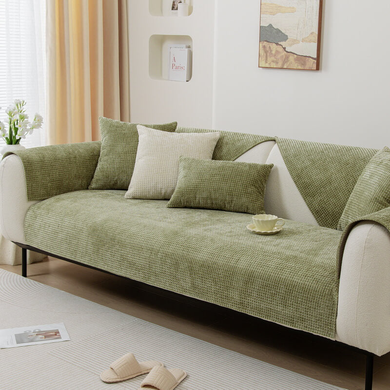 Housse de canapé délicate en tissu gaufré Chenille Protecteur de meubles