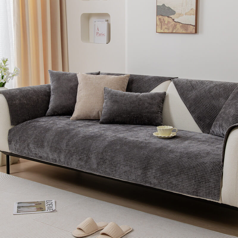 Housse de canapé délicate en tissu gaufré Chenille Protecteur de meubles