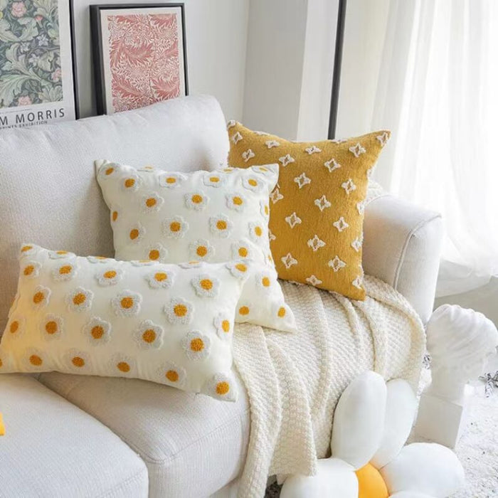 Embroidered Daisy Pillow Sofa Pillow FunnyFuzzy