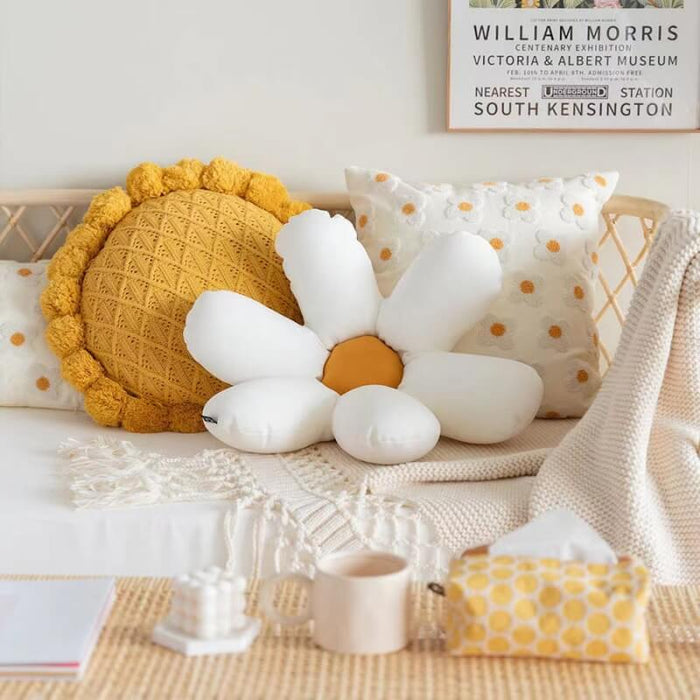Embroidered Daisy Pillow Sofa Pillow FunnyFuzzy