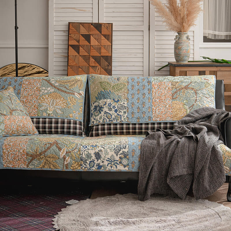 Europäische florale Baumwolle Couchbezug Sofa Rutschfester Bezug