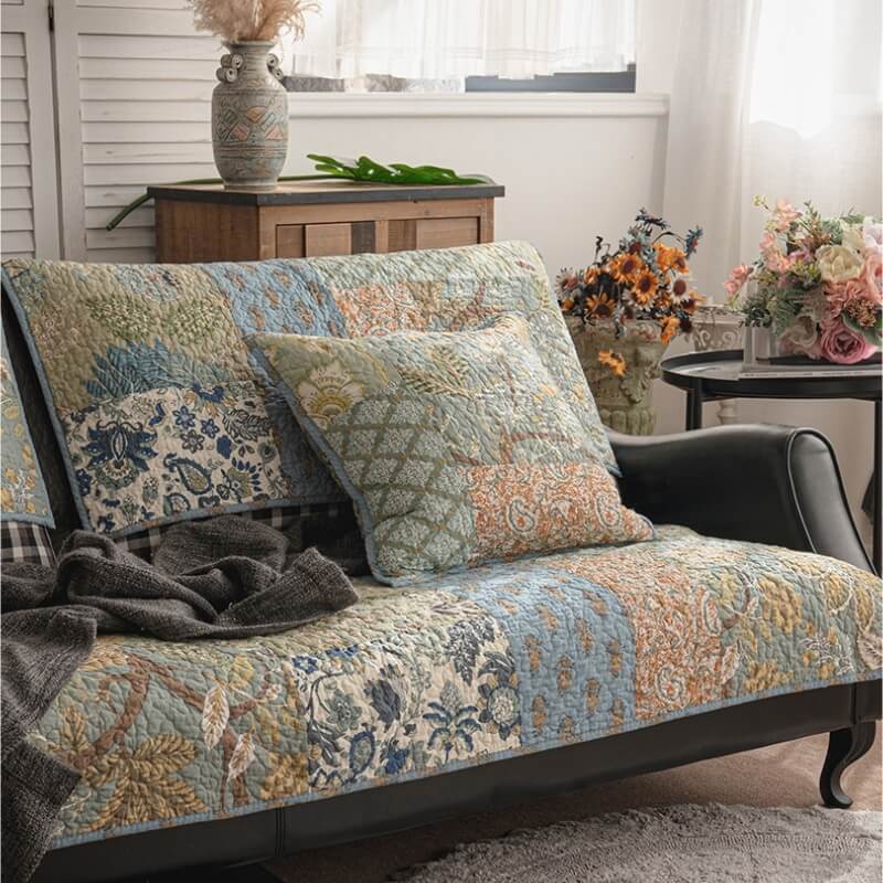 Europäische florale Baumwolle Couchbezug Sofa Rutschfester Bezug