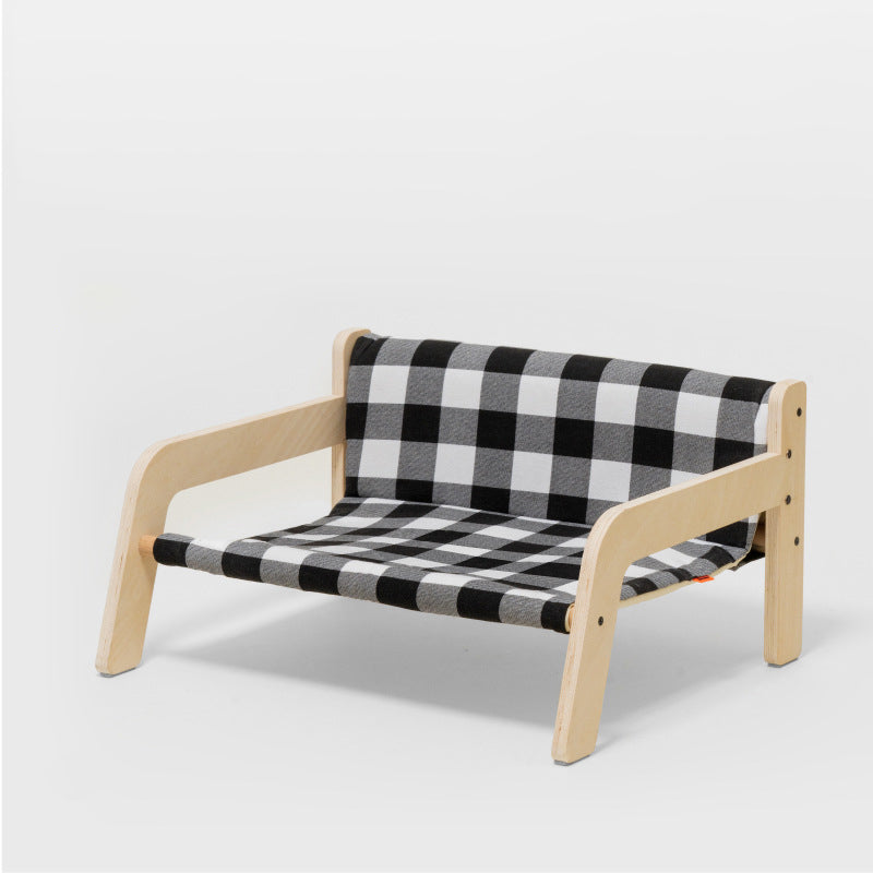 Canapé-lit en bois à carreaux pour animaux de compagnie