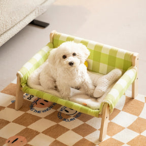 Canapé-lit en bois à carreaux pour animaux de compagnie