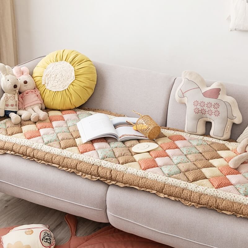 Floraler handgefertigter Couchbezug aus reiner Baumwolle