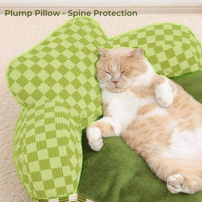 Full Backrest Pet Sofa Chequerboard Plush Dog & Cat Sofa Bed